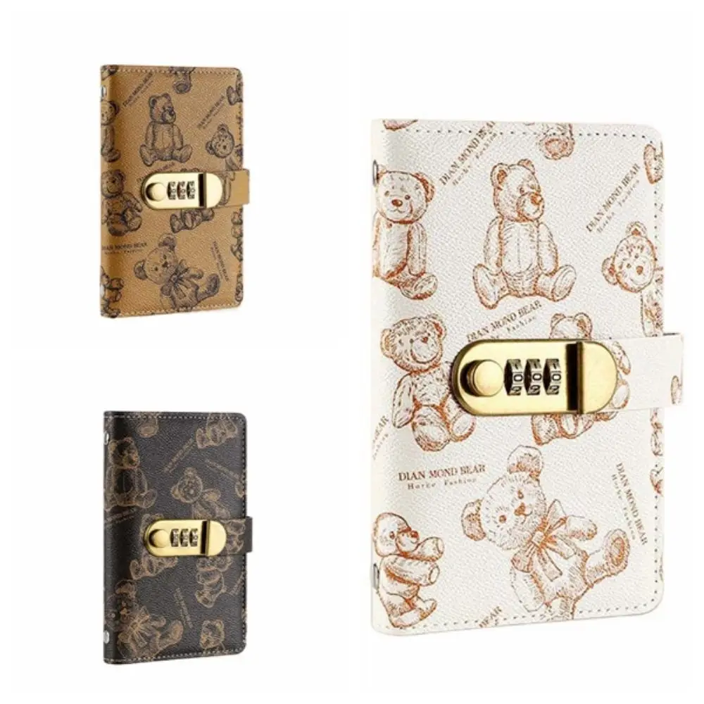 A6 Code Notebook for Money Cartoon Bear Printed Daily Plan Cash Budget Ledger Anti-splash Water Diary Notepad