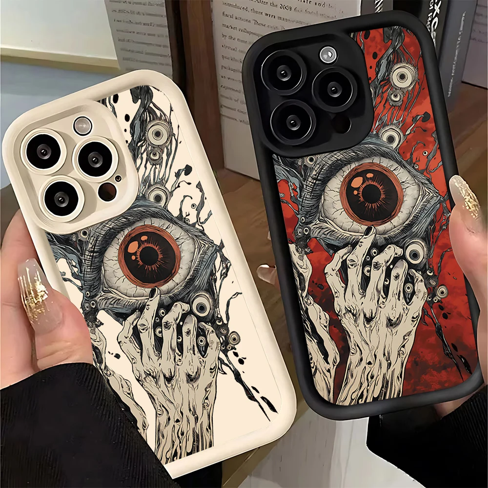 For Funda iphone 16 15 14 12 11 13 Pro 15 Pro 16 Pro Max X XS XR Max XR SE 2022 7 8 Plus Spooky Scary Red Eye Phone Case  Cover