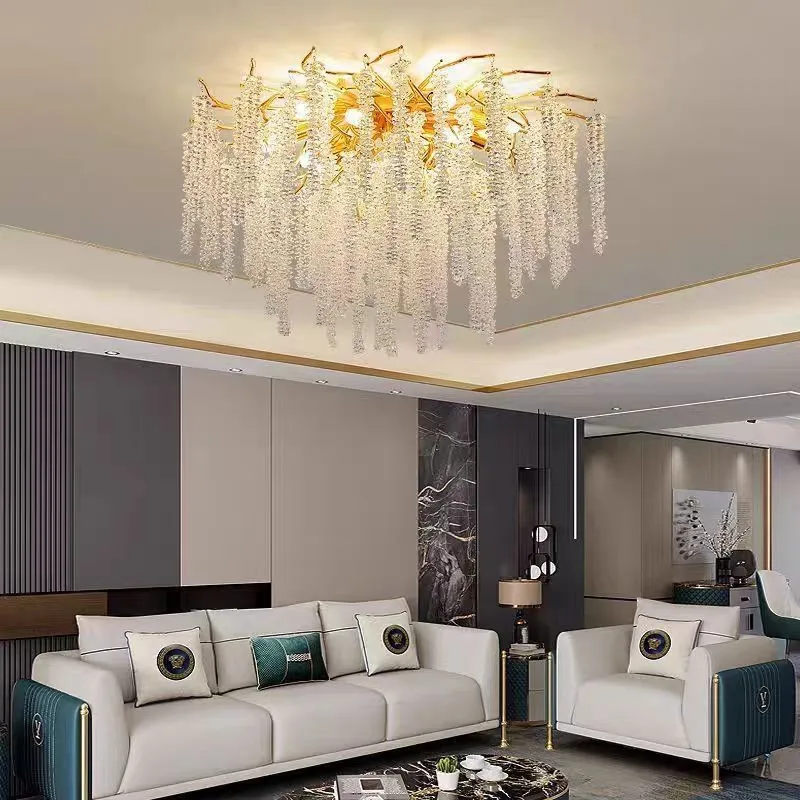 Luxury Chrome Round Crystal Led Ceiling Chandelier Light For Bedroom Living Room Dining Kitchen Silver K9 Crystal Ceiling Light