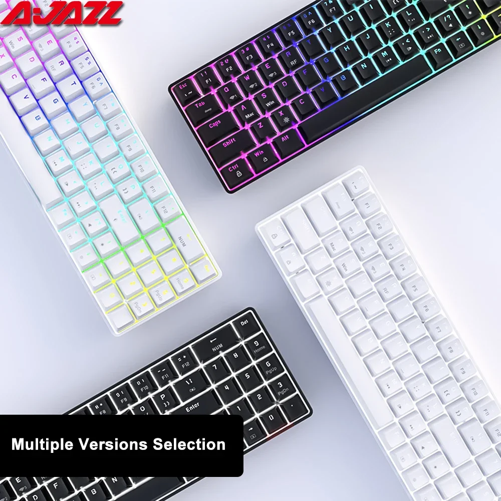 AJAZZ-Teclado mecánico para juegos AK692, periférico inalámbrico con Bluetooth, RGB, 68 teclas, intercambio en caliente, para PC, ordenador portátil