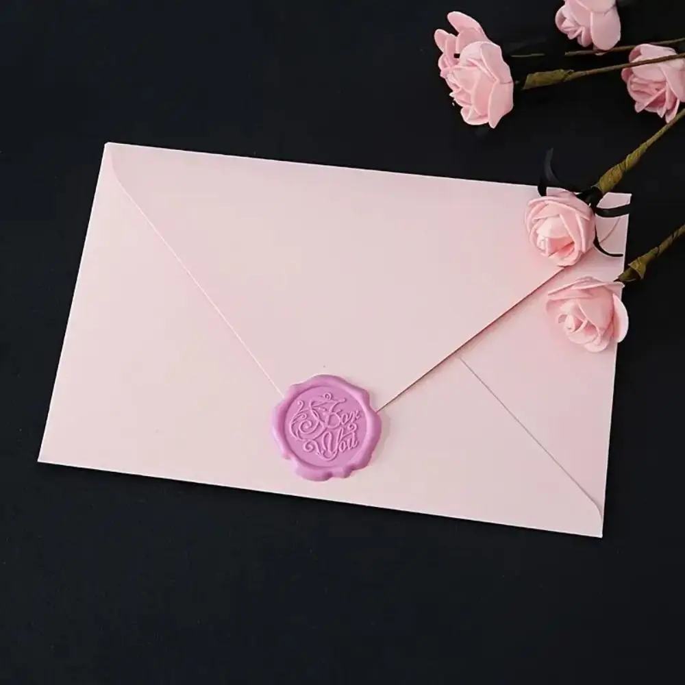 Romantic Pink Envelope Set Fire Paint Prints Paper Postcard Fresh Envelope Decoration Gift Wax Seals Invitation Cards Wedding