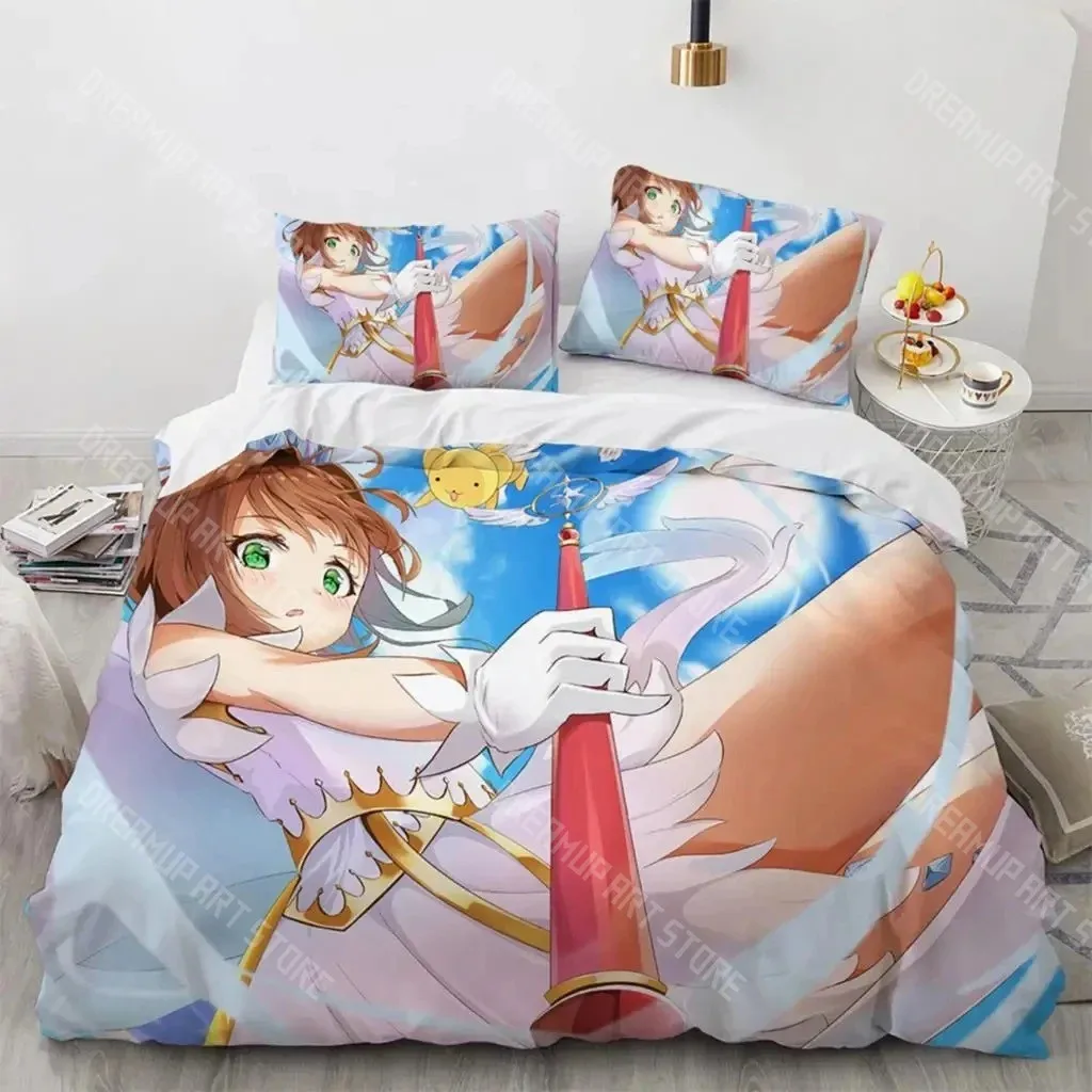 3D Printed Cardcaptor Sakura Anime Bedding Set for Boys Girls Duvet Cover Pillowcase Twin Queen King Full Single Double Sizes