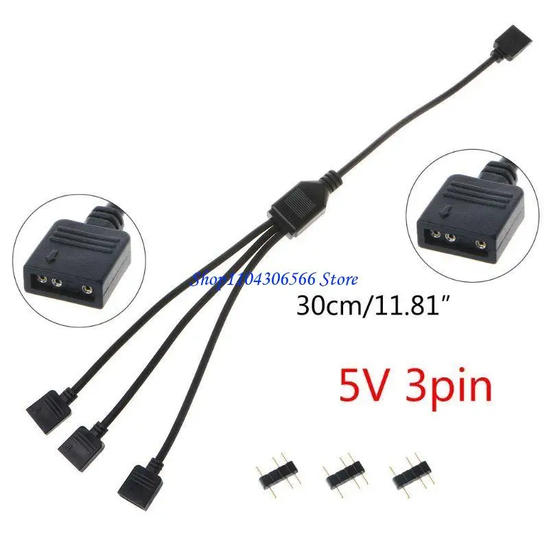 02DD RGB Extension Cable 5V 3 Pin Cooling Fan Cable for Computer ATX for Ca