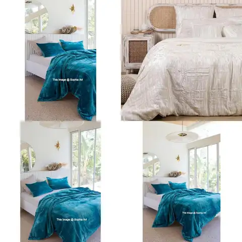 Ultra Luxury Rayon Velvet Boho Solid Duvet Cover Set - Super King Size, 98x104, Turquoise Comforter Cover
