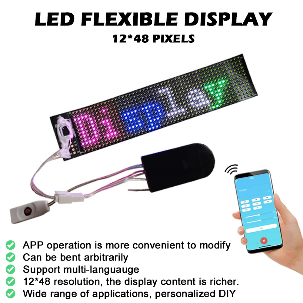 

New Bluetooth LED Name Badge DIY Programmable Scrolling Message Board Mini LED Display Multi-language Text Digit Pattern Display