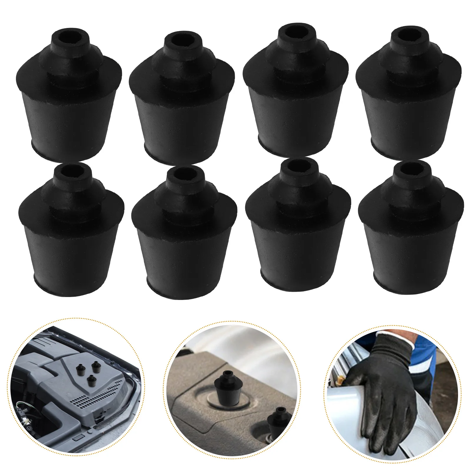 

10pcs Door Buffer Block Trunk Accessory Rubber Bumper Protector Hood Shockproof Pad Trunk Absorber Durable Black