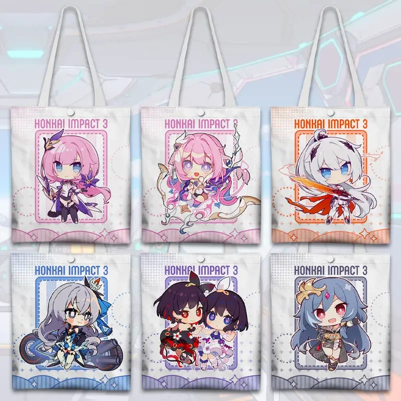 Honkai Impact 3rd Herrscher of Human Elysia Canvas Bag 37x33cm Large Capacity Kawaii Cosplay Women Shoulder Bags Vintage Handbag