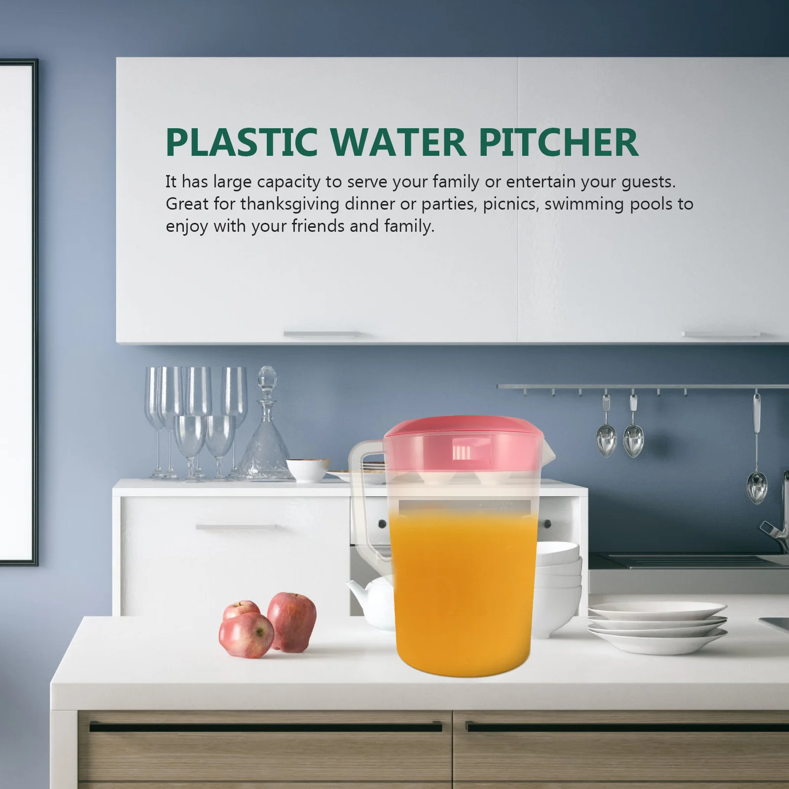 Heat Resistant Plastic Cold Water Pitcher 5000ml Measuring Lid Juice Tea Coffee Kettle for Home Family Party Picnic Storage