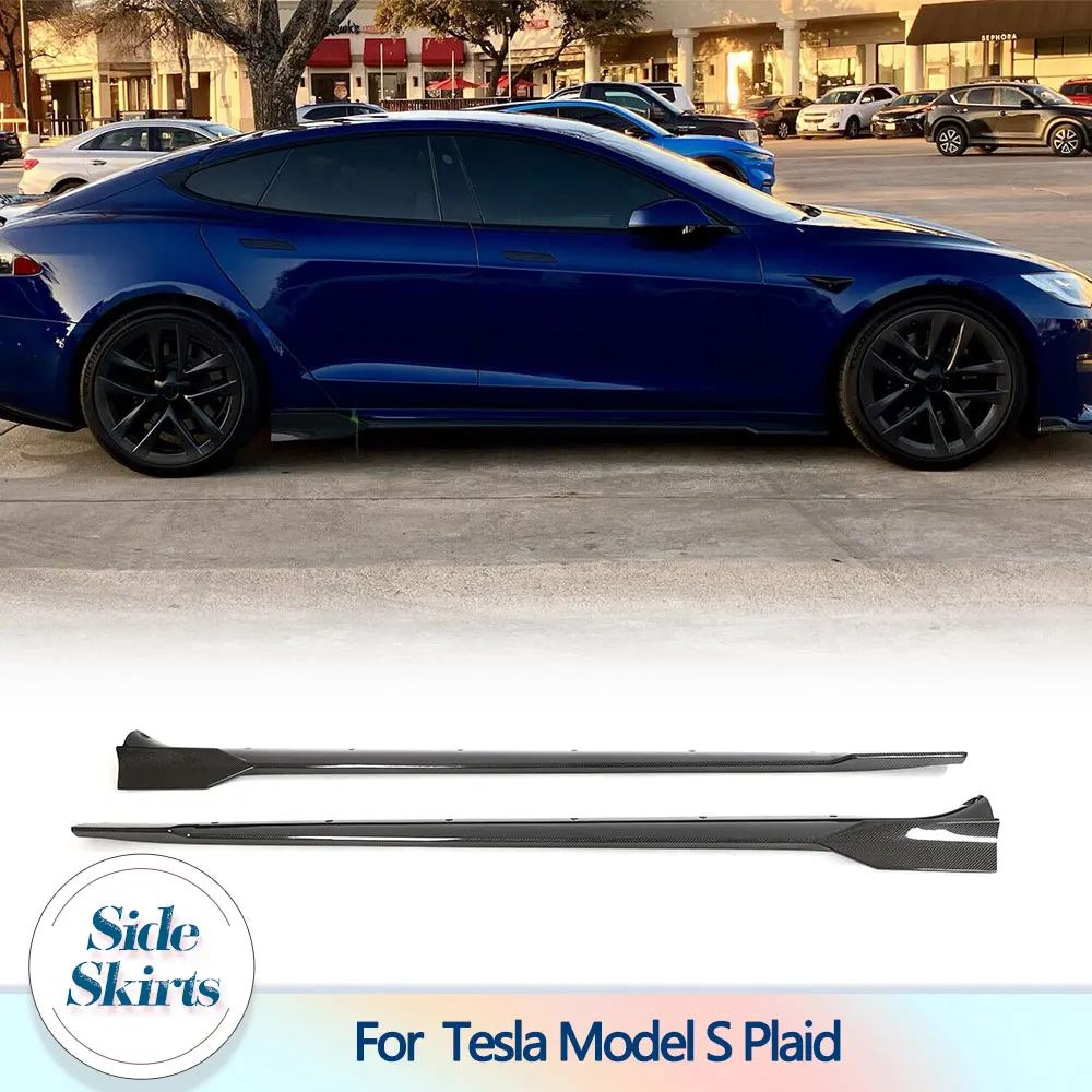 

Car Side Skirts Extenion Lips Aprons for Tesla Model S Plaid Sedan 4-Door 2021-2023 Carbon Fiber Side Extension Lip Spoiler