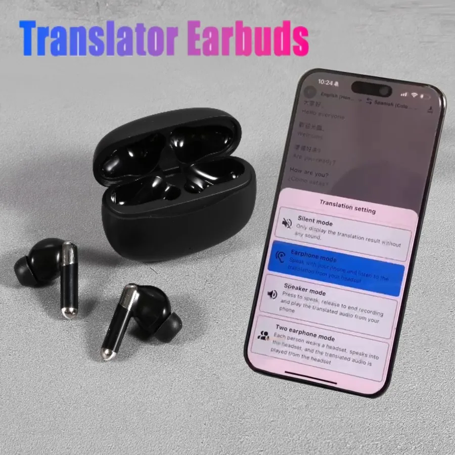 2025 Real Time AI Translator Earbuds ANC TWS Smart Language Voice Translation Device In Ear Wireless Earphones