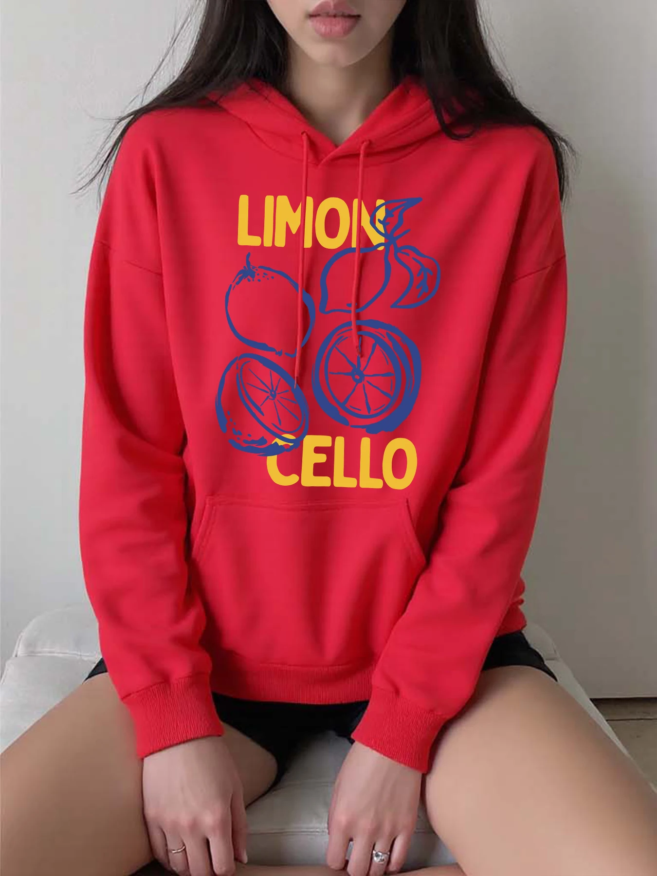 

Limon Cello, лимонные фрукты, свежий принт, женские толстовки, свободная спортивная одежда, винтажная универсальная одежда, женская толстовка с флисовым карманом