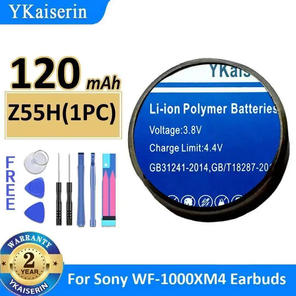 무선 헤드폰 배터리 장시간 지속 성능 Z55H 1개 소니 WF-1000XM4 헤드셋용 120mAh 안전