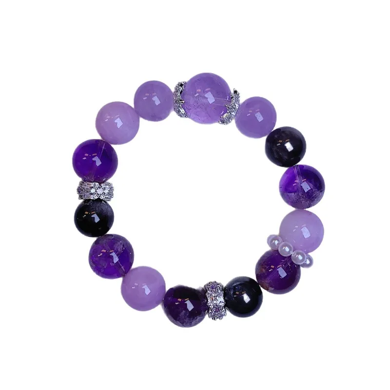 Natural Amethyst Purple Mica Bracelets Women Large Particle Rose Quartz Beaded Bracelets Unique Crystal Jewelry Gifts
