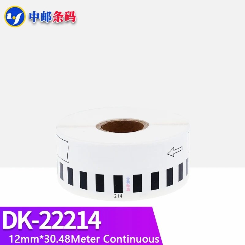 100Rolls Brother Compatible DK-22214 Label 12mm*30.48Meter Continuous for Thermal Printer QL-700/QL-800 White Paper DK2214