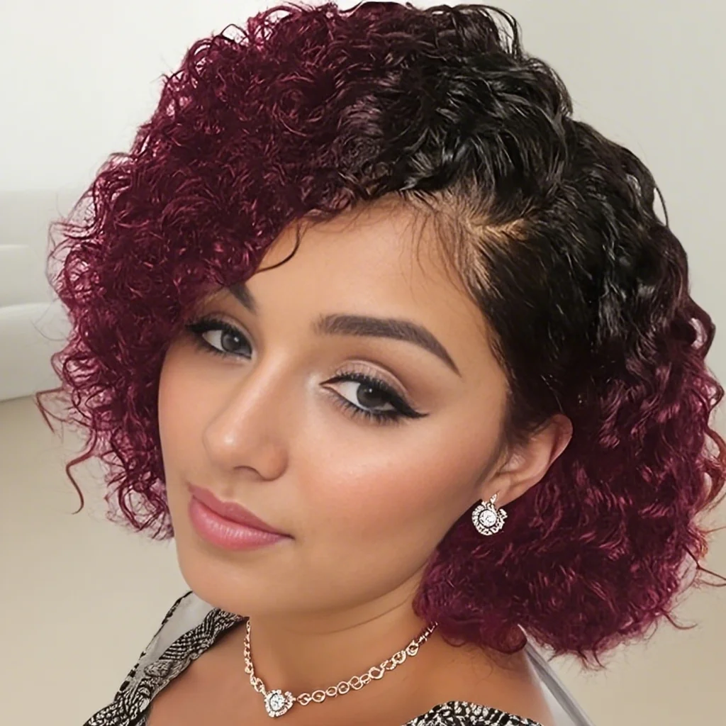 Women's 13x4 Lace Front Pixie Cut Wig, Short Curly Natural Wig