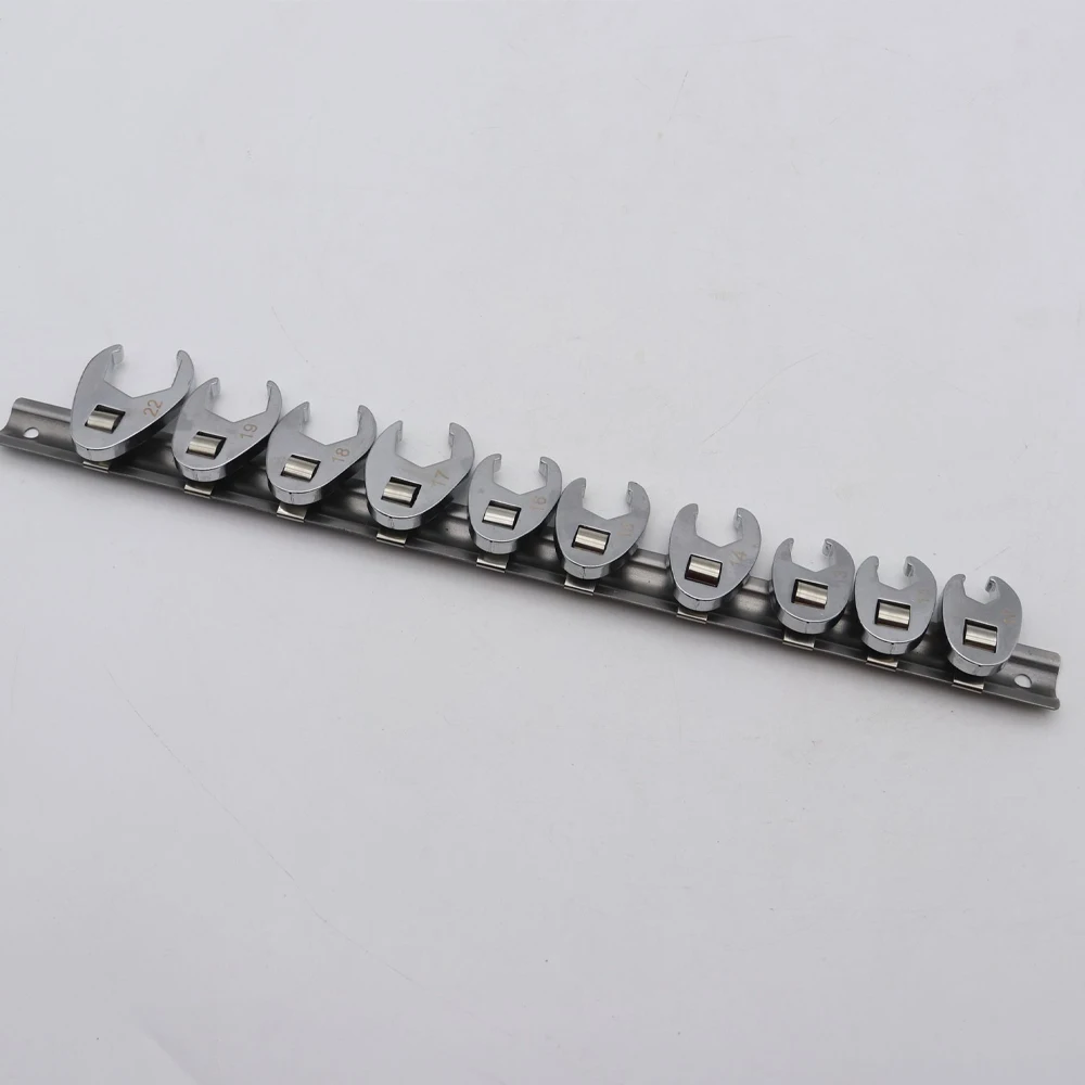 10Pcs 3/8Inch Drive Crowfoot Wrench 10 To 22mm Metric Foot Open End Spanner For Torque Wrench Keys Set