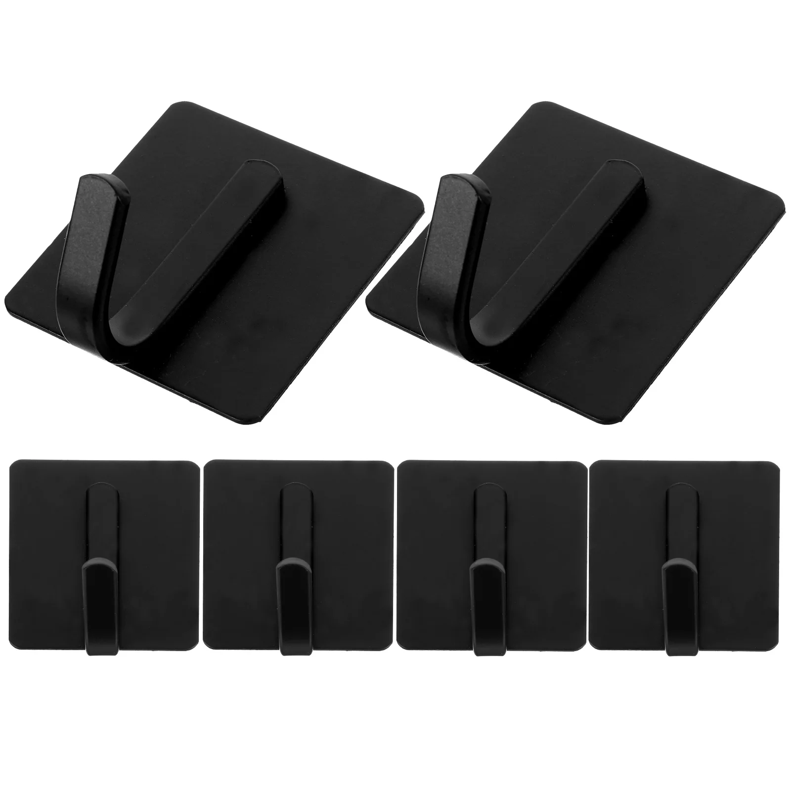 

6pcs Wall Mounted Hooks Black Square Metal Hangers for Clothes Coats Towel Bathroom Decorative Strong Adhesive No Damage