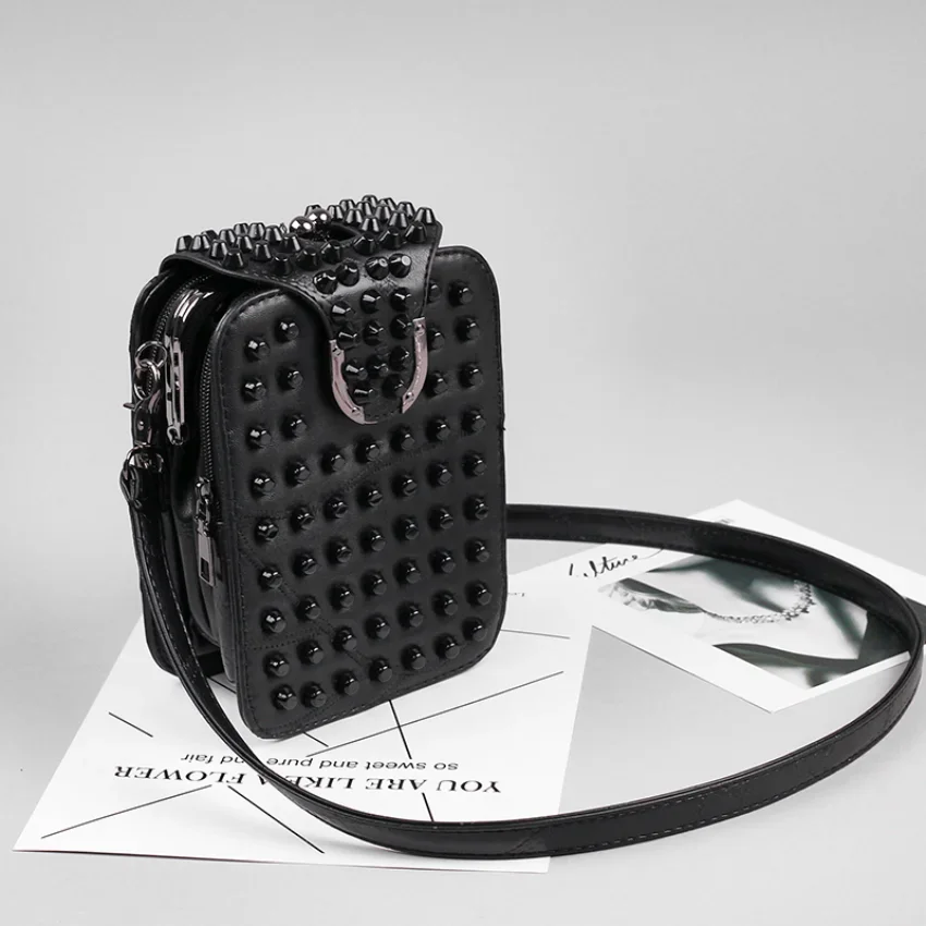 Projektant nitowana torba na ramię moda damska torebka typu crossbody dla dziewczynek wiele kieszeni telefon zero portfel miękka skórzana torebka Carteras