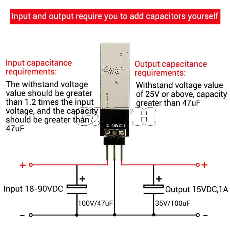 DCDC Step Down Module 18-90V To 15V/1A Step-down Conversion Three Terminal Regulator Compatible With LM7815