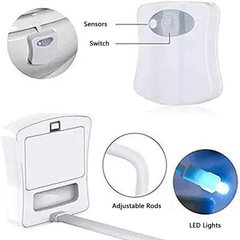 Toilet Seat Smart Motion Sensor Night Light 16/8 Colors Waterproof Backlight For Bathroom Toilet Bowl LED Lamp Light WC