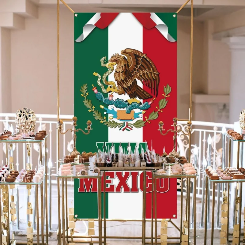 

2DMexican Independence Day Decoration Door banner，Viva Mexico Patriotic Banner - Durable polyester fiber，No Power Supply Require
