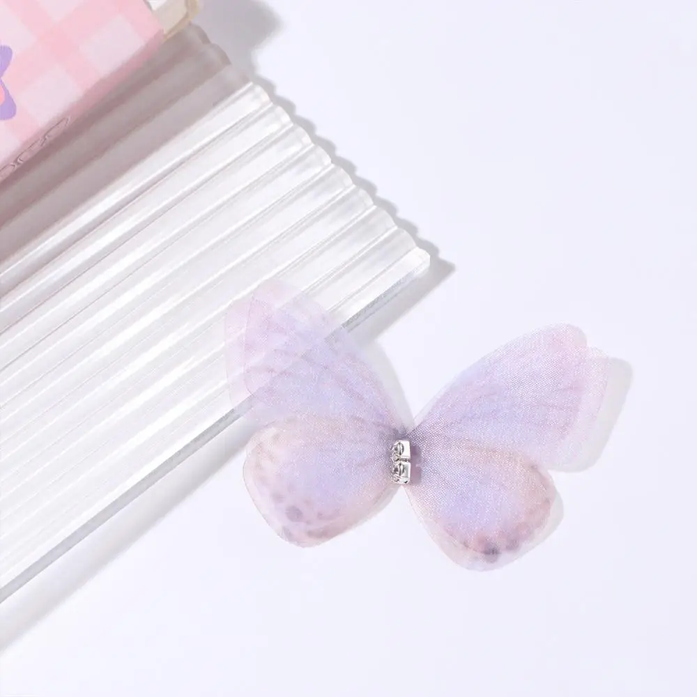 20PCS Strass Gaze Schmetterling Applikation 3D Schmuck Zubehör Mesh Schmetterling Patches Handgemachte DIY Material Tuch Applikation