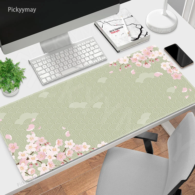 

Cherry Large Gaming Mousepads Green Mouse Pad Computer Mousepad Mouse Mat 90x40cm Desk Pads Office PC Keyboard Mats Table Rugs