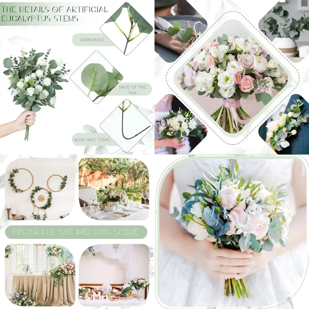 

3 стиля 270 шт. искусственные стебли эвкалипта и серебряные долларовые листья для цветочного декора и свадьбы