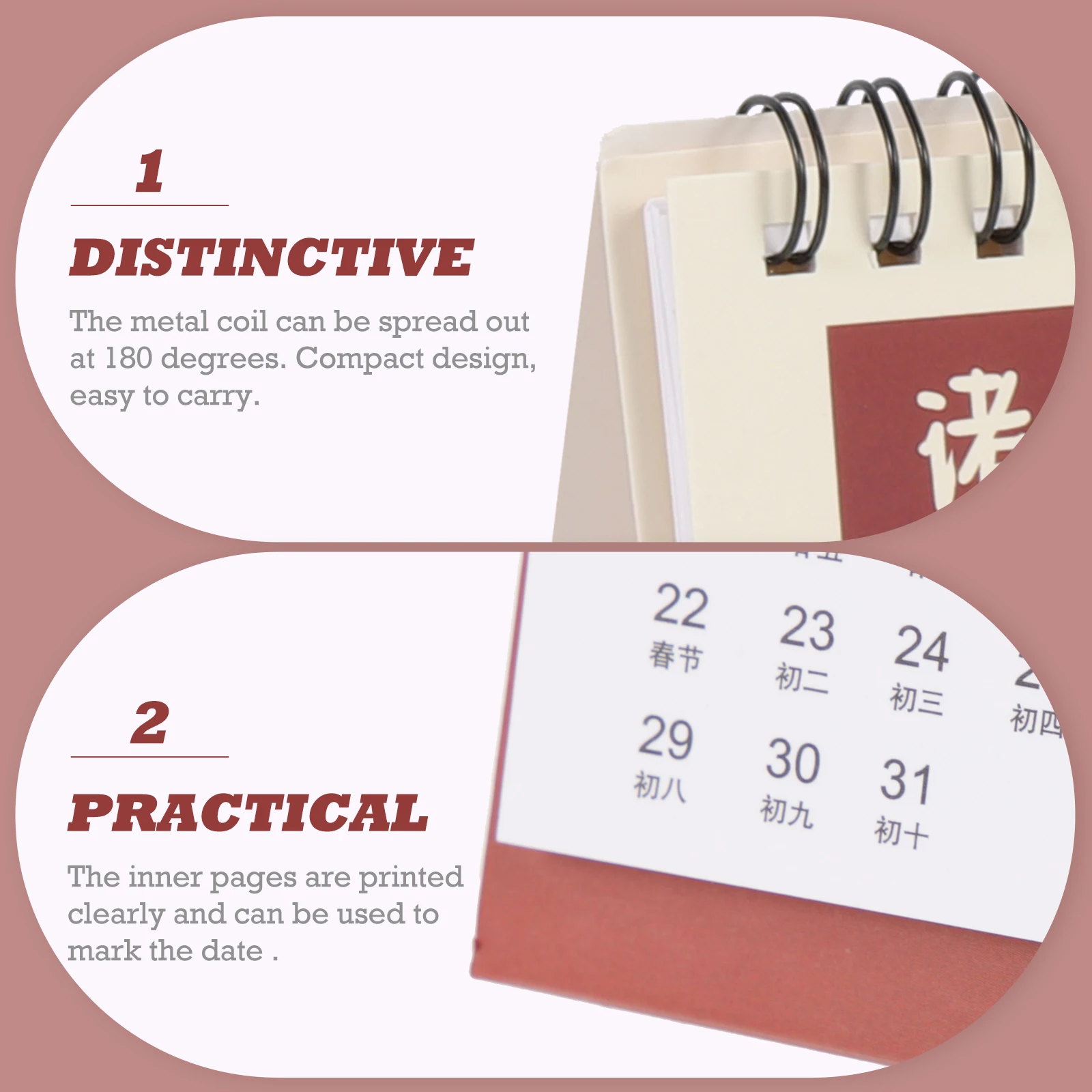 

4pcs Creative Desk Calendars Mini Calendars Decorative Office Standing Calendar Chinese Style Household Monthly Calendar