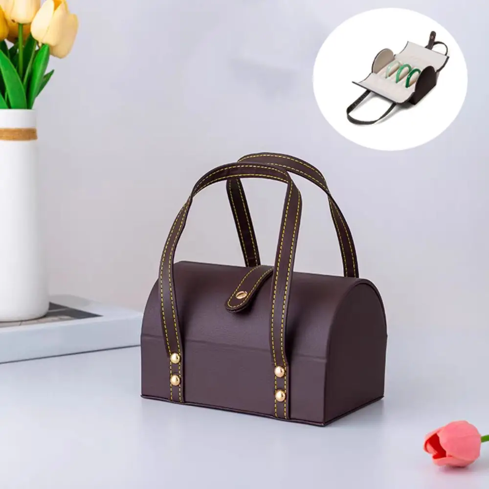 7Positions Bracelet Display Box PU Leather Dustproof Bracelet Storage Bag Organizer Bangle Holder Bracelet Carrying Case