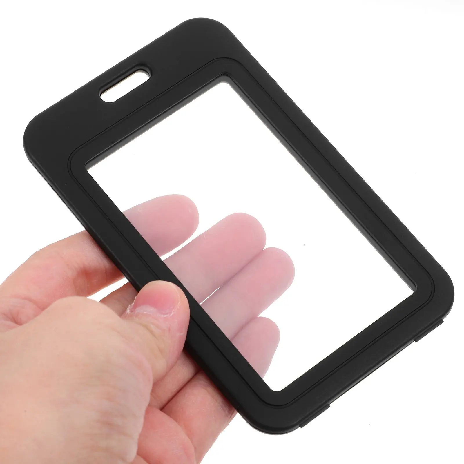10Pcs Double-Sided Transparent Id Card Badge Holder Clear Plastic Work Card Cover Vertical Clear Badge Sleeve for Office School