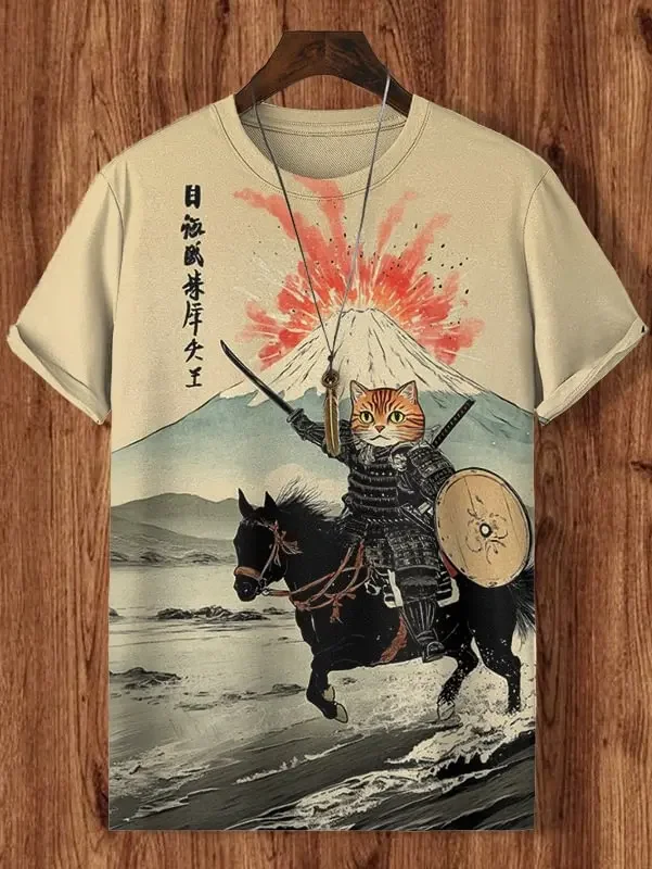 

Popular Men's Funny Cat Graphic Casual T-shirts 3D Flower Print Unisex Streetwear 2025 Summer Men Women Short Sleeve Tee Y2k Top