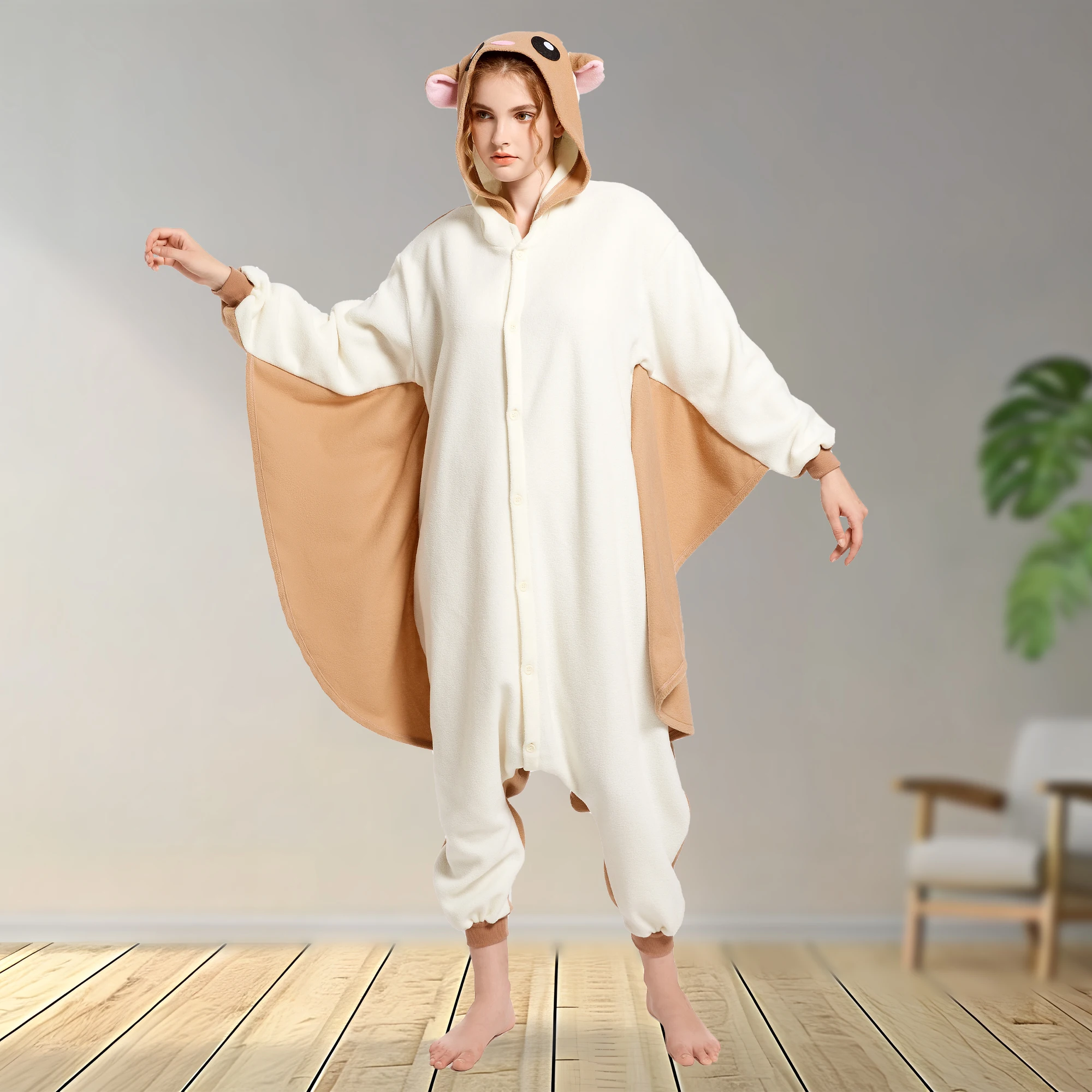 CANASOUR Flying Squirrel Costumes One-Piece Pajamas Adult Women Onesie pyjamas Halloween Christmas Cosplay Sleepwears