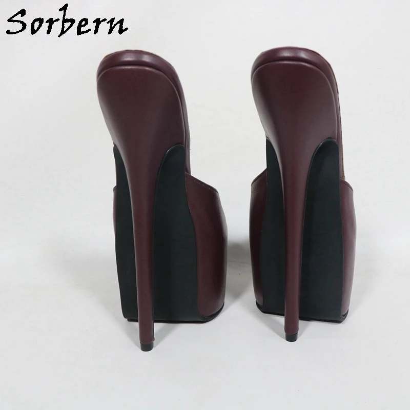 Sorbern مخصص النبيذ الأحمر النساء النعال المفتوحة تو منصة مخفية أحذية الصيف عالية الكعب 20 سنتيمتر الخناجر الشرائح الإناث #6