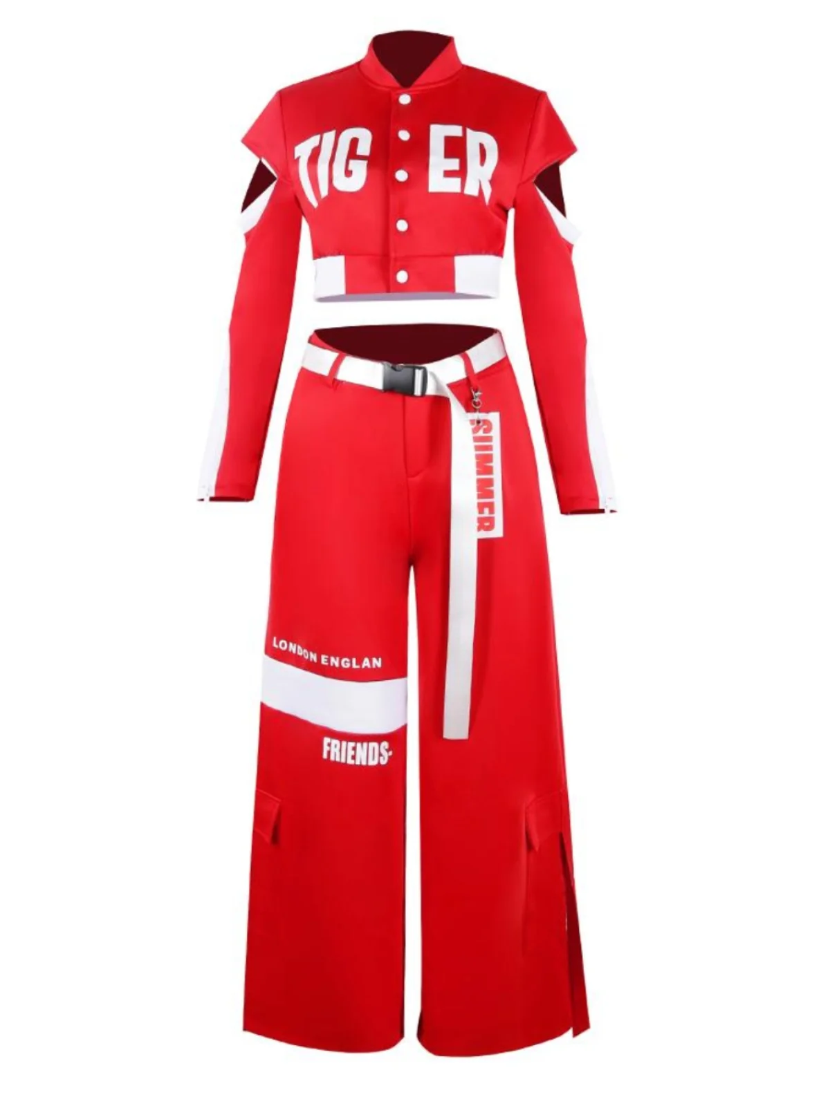 Women's Jazz Dance Performance Outfit Crew Neck Sports Style Costume Set for Performances And Cheerleading Teams view 5