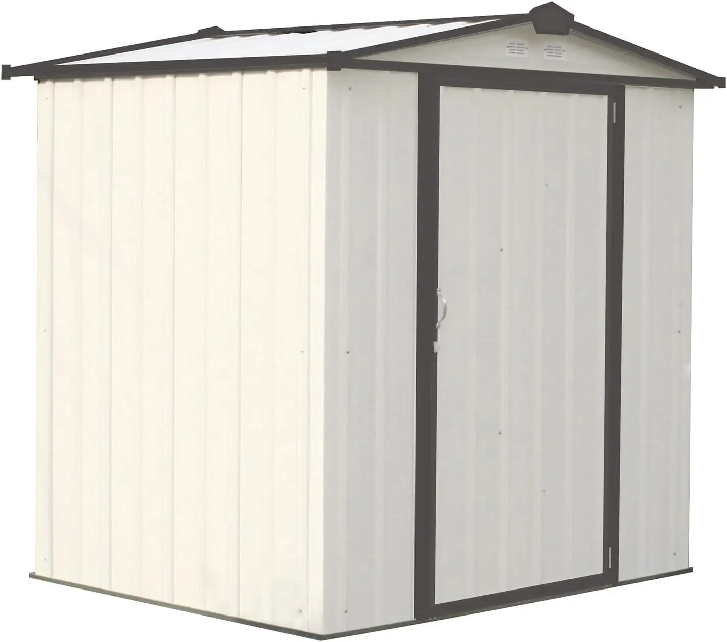 6' x 5' EZEE Galvanized Steel Low Gable Shed Cream with Charcoal, Storage Shed with Peak Style Roof