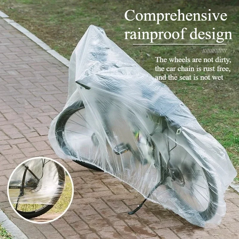 

5PCS/Set Disposable Transparent Bicycle Cover Mountain Bike Full Rain Cover Bicycle Electric Bike Rain Dust Cover