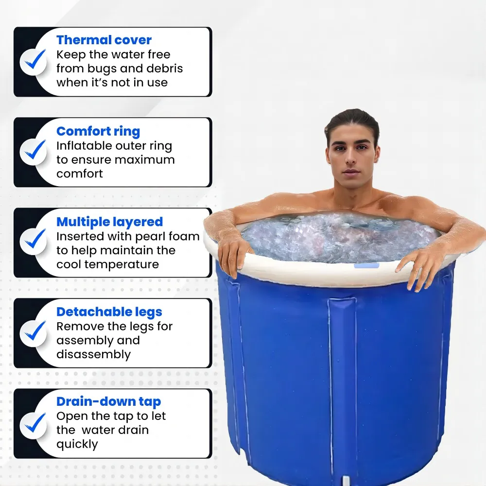 MAYZANEN Bagno di ghiaccio Vasca da bagno pieghevole portatile Addensare Grande secchio da bagno gonfiabile per adulti Terapia dell\'acqua esterna