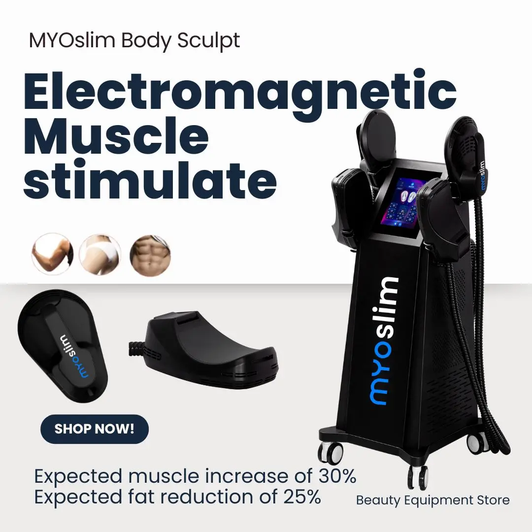 

MYOslim EMS Body Shaping NEO RF HIEMT Electromechanical Muscle Stimulator Muscle Massager Fat Burner Weight Loss Hip Lift Shaper