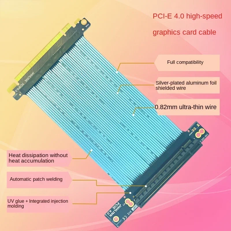 PCI-e 4.0 X16 Riser Cable 270 Degree Vertical Mount for NZXT H1 V1 Case PHANTEKS 217E Gen 4.0 16X Gaming GPU Video Card Extender