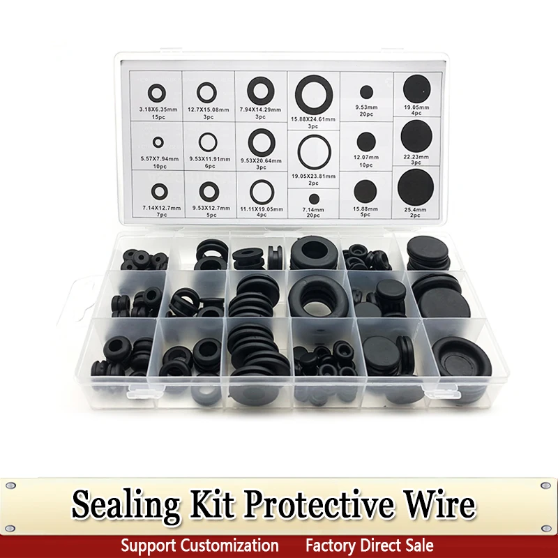 125pcs Rubber Seal Ring Oil Sealing Grommet Gasket for Protect Wire Cable Hole Protection Ring Shim Washer (18 Size)