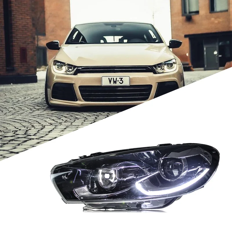 

for Car Front Headlight For VW Scirocco 2009-2017 Upgrade High Configuration Dual Lens Xenon LED Daytime Running Lights