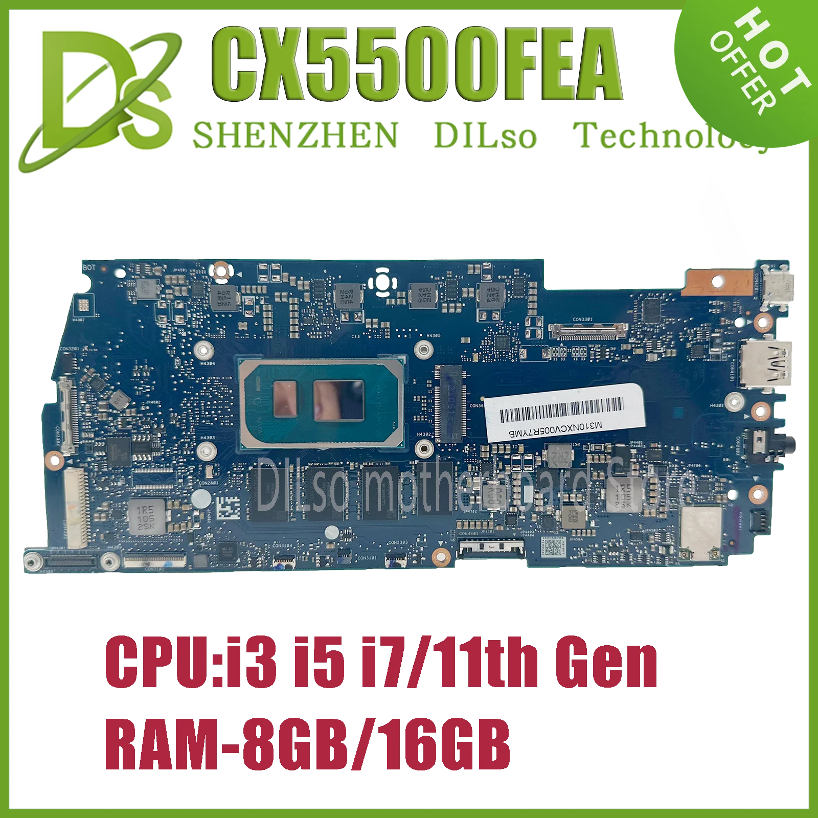 

KEFU CX5500 motherboard suitable for ASUS Chromebook Flip CX5 CX5500FEA laptop motherboard i3 i5 i7 11th generation RAM-8GB/16GB