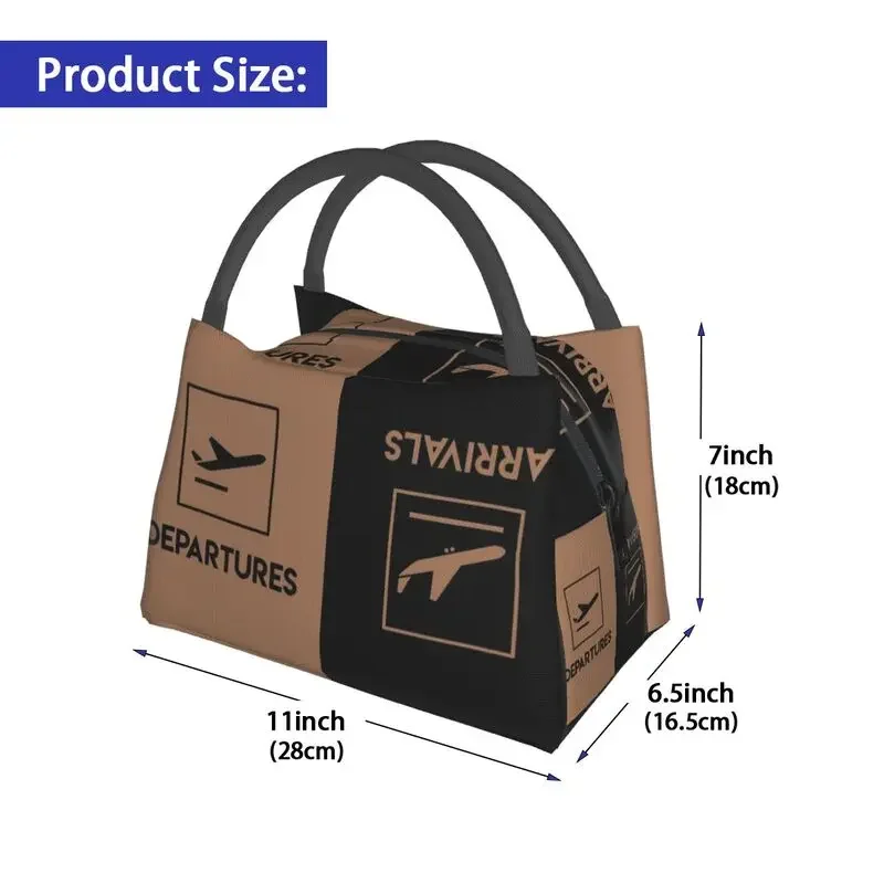 Departures And Arrivals Resuable Lunch Box Women Leakproof Aviation Aviator Plane Thermal Cooler Food Insulated Lunch Bag