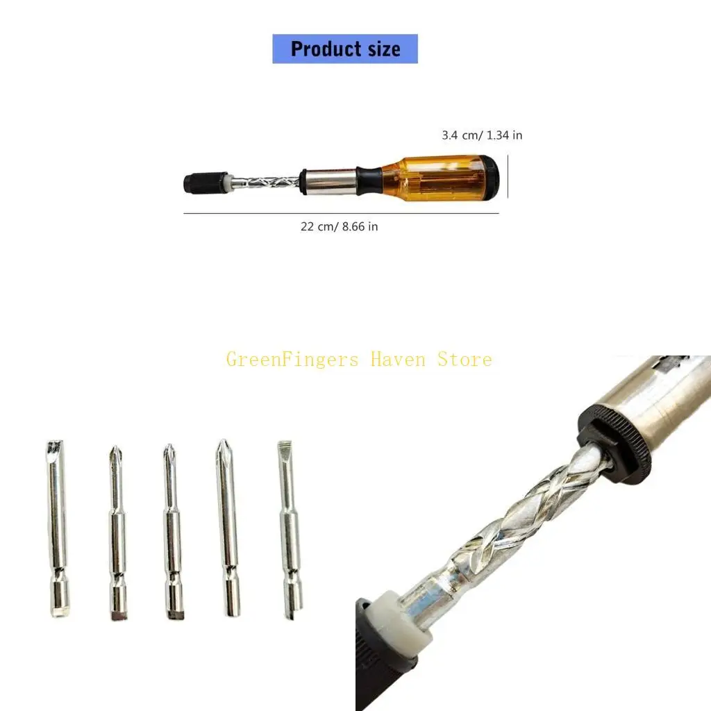 

F68D Push Pull Ratchet Screwdriver Set Spirals Ratchet Screwdriver Semi Automatic Spirals Ratchet Screwdriver with 5Pcs Bit