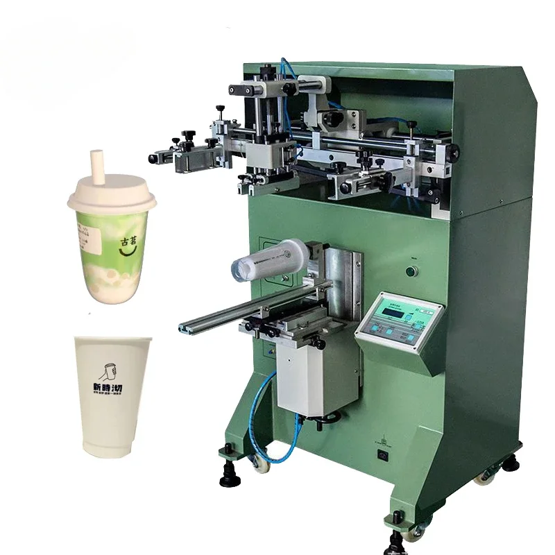 Chinese Manufacture Printer Cylindrical Paper Cups Glass Bottle Screen Printing Machine With Cursor Position System