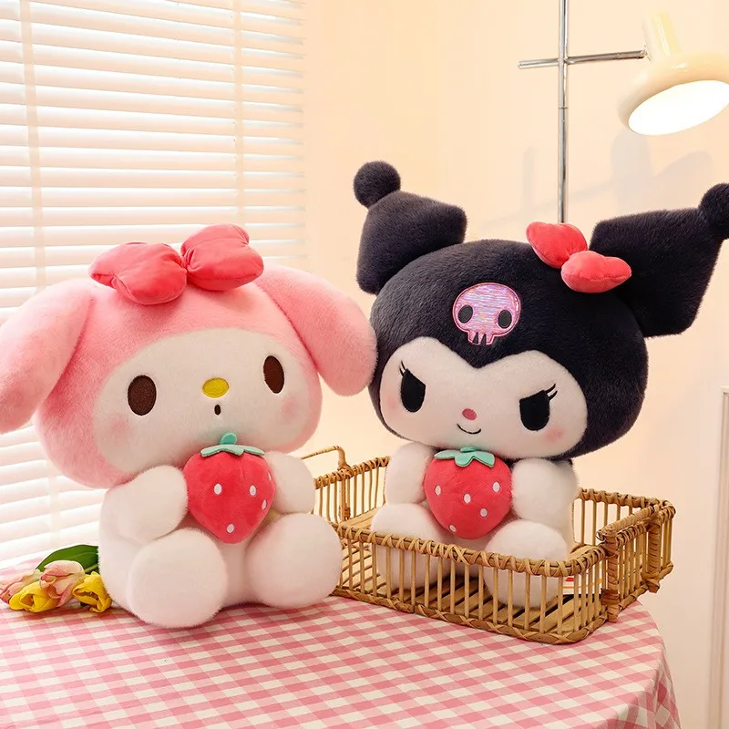 

Плюшевая игрушка-подушка Sanrio Strawberry Kuromi, 25 см, мягкая набивная игрушка, фигурка Куроми, подарок для девочки на день рождения