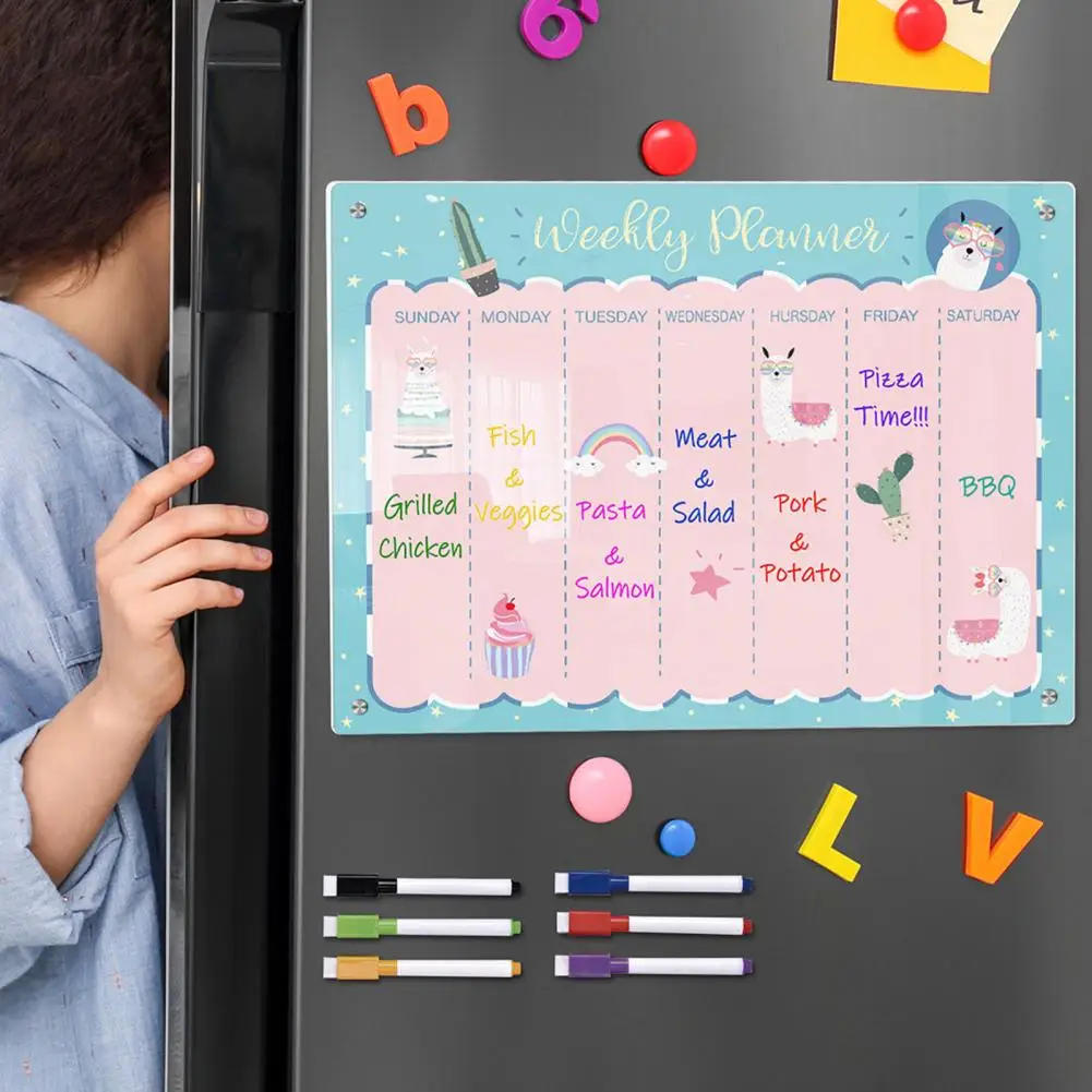 High-quality Acrylic Board Organizational Magnetic Stickers Transparent Acrylic Weekly Planner Message Board for Smooth Writing