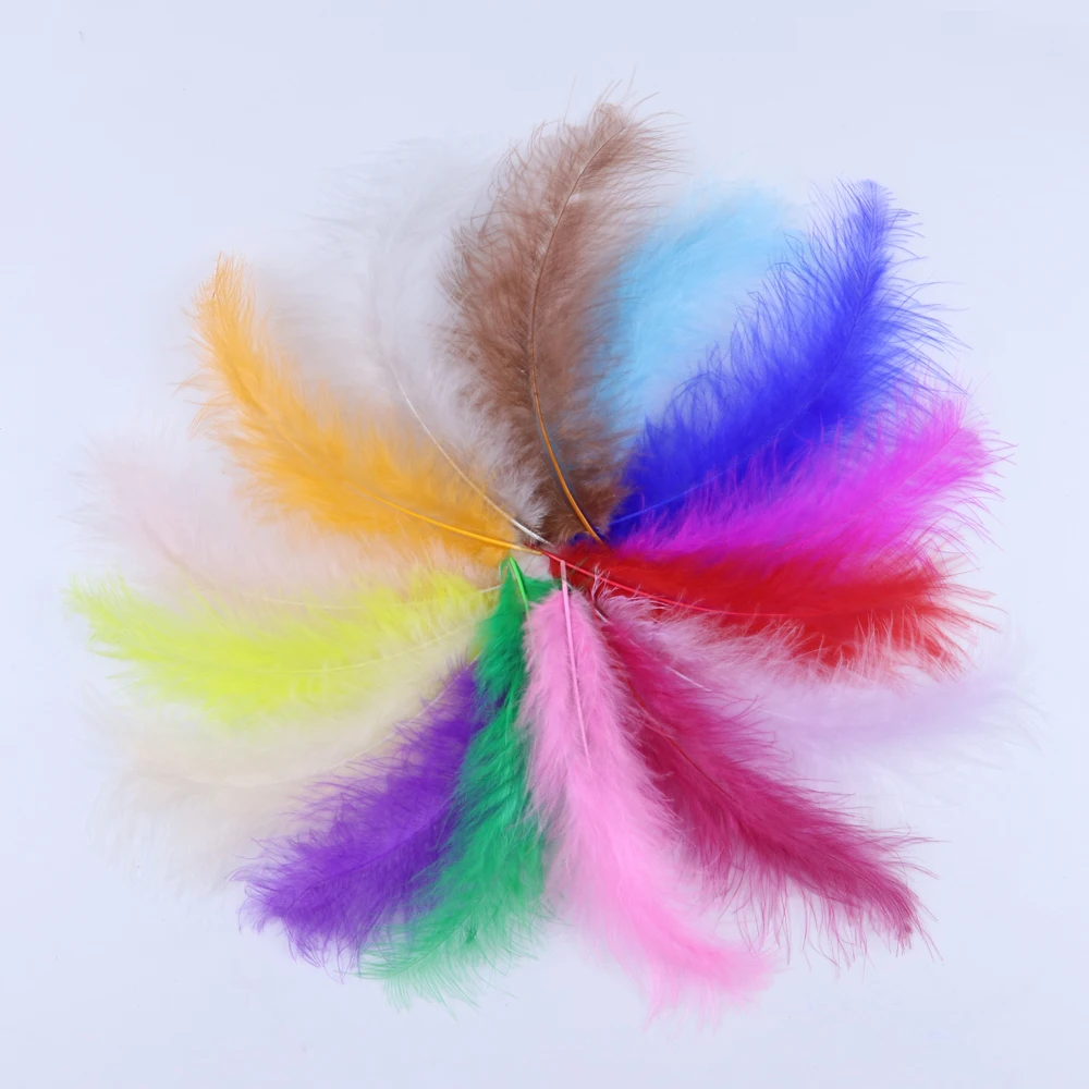1000PCS Turkey Marabou Feathers Natural 10-15cm Decorative Feathers for Crafts Home Decoration Wedding Dress Photo Backdrop DIY