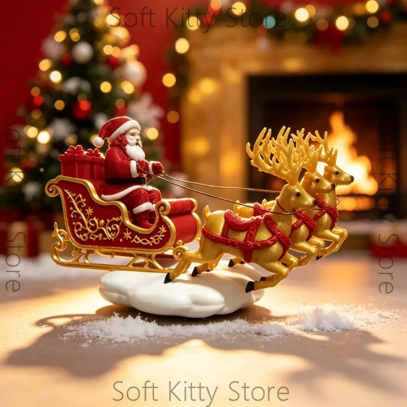 Magnetic levitation Santa sleigh display floating Santa with reindeer decoration rotating levitation